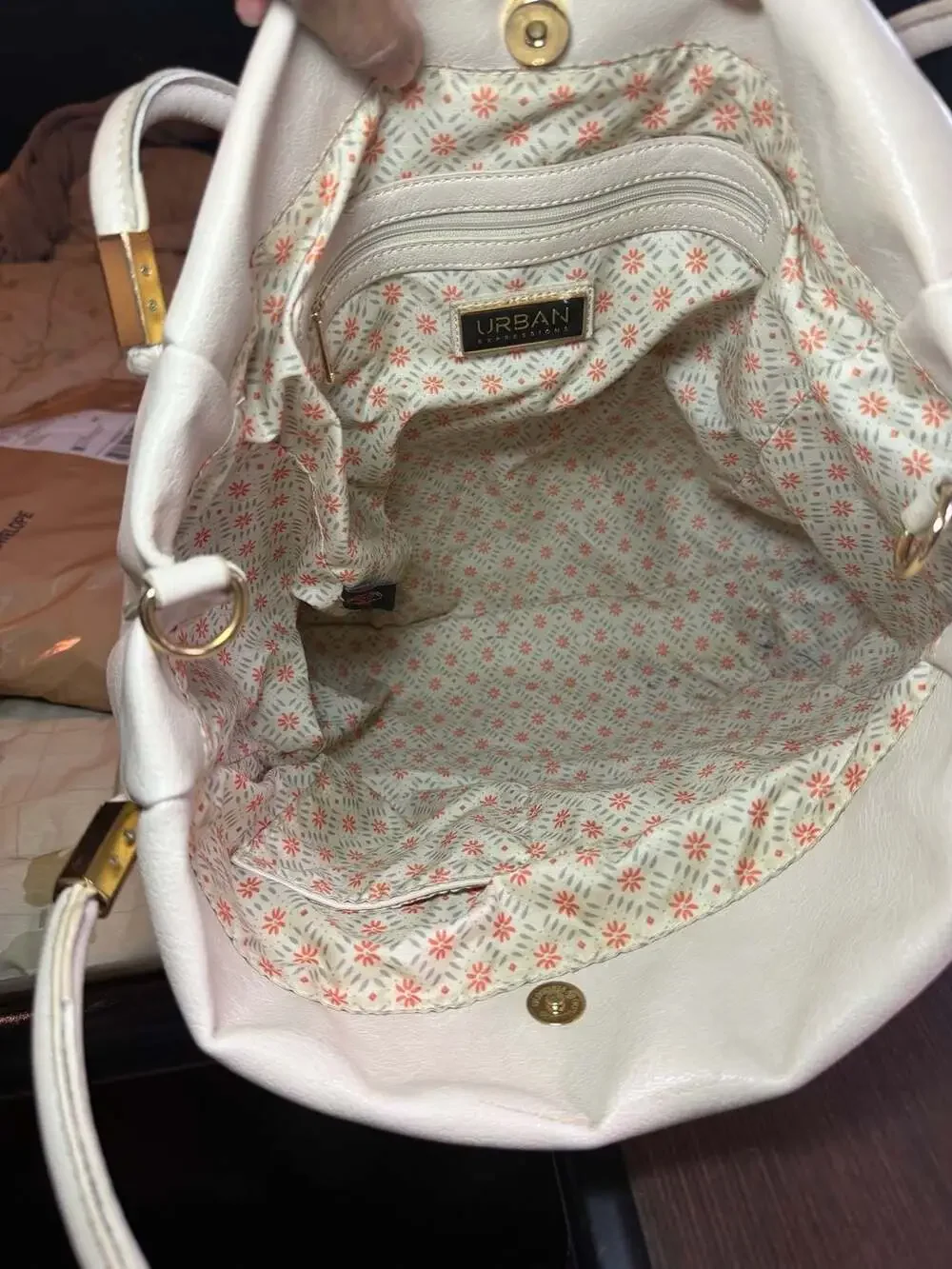Urban Expressions Finley Hobo Bag in Cream Vegan Leather